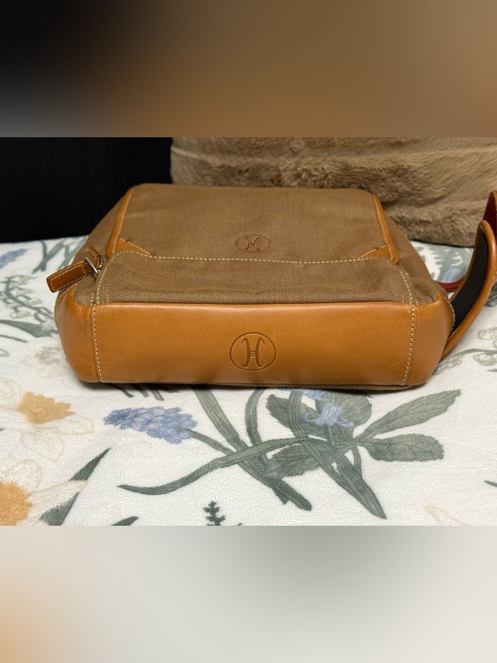 Cole Haan Tan Canvas Backpack with Leather Trim - Picture 6 of 6
